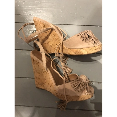 Pre-owned Aquazzura Wild Thing Pink Leather Sandals