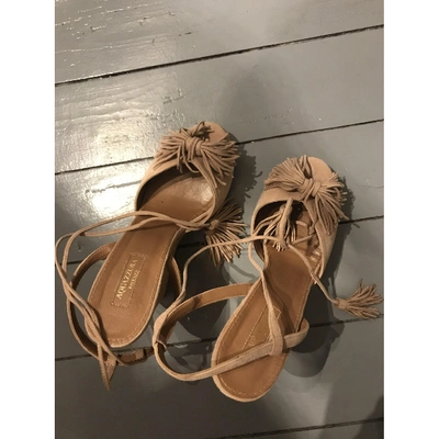 Pre-owned Aquazzura Wild Thing Pink Leather Sandals