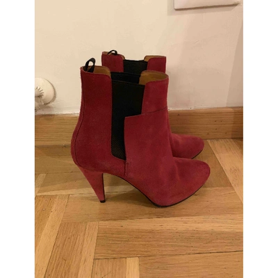 Pre-owned Balenciaga Red Suede Ankle Boots