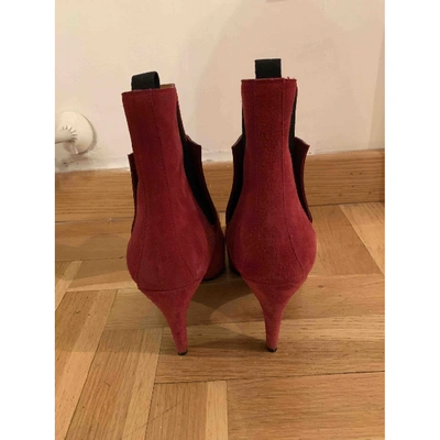 Pre-owned Balenciaga Red Suede Ankle Boots