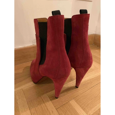 Pre-owned Balenciaga Red Suede Ankle Boots