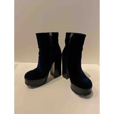 Pre-owned Jil Sander Blue Suede Ankle Boots