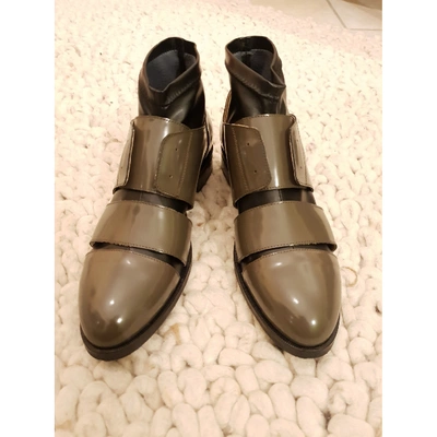 Pre-owned Mm6 Maison Margiela Leather Ankle Boots In Grey