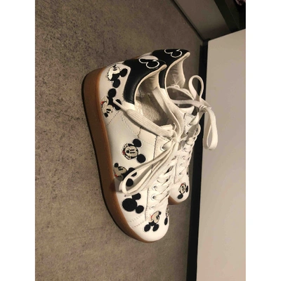 Pre-owned Moa Master Of Arts Leather Trainers In White