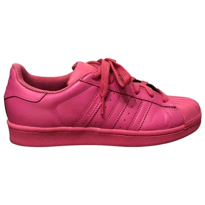 Pre-owned Adidas X Pharrell Williams Leather Trainers In Pink