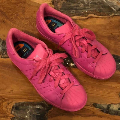 Pre-owned Adidas X Pharrell Williams Leather Trainers In Pink