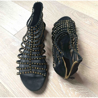 Pre-owned Pierre Balmain Leather Sandal In Black