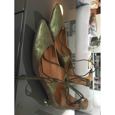 Pre-owned Aquazzura Christy Leather Ballet Flats In Metallic
