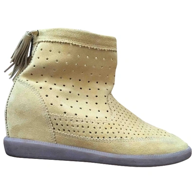 Pre-owned Isabel Marant Basley Yellow Suede Ankle Boots