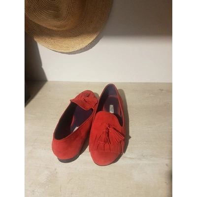 Pre-owned Prada Flats In Red