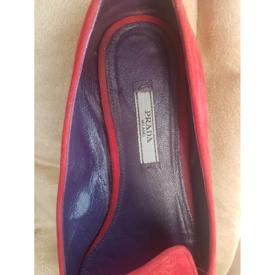 Pre-owned Prada Flats In Red