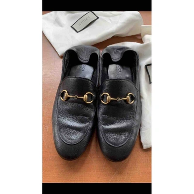 Pre-owned Gucci Princetown Leather Flats In Black