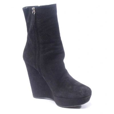 Pre-owned Prada Black Suede Ankle Boots