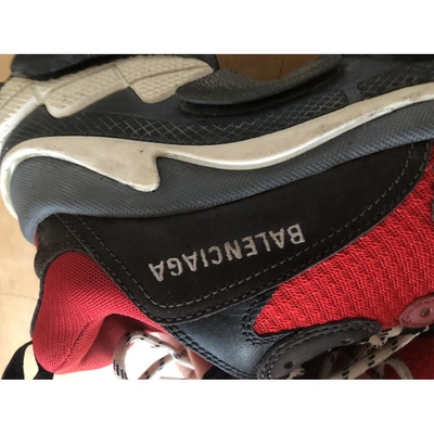 Pre-owned Balenciaga Triple S Leather Trainers In Red
