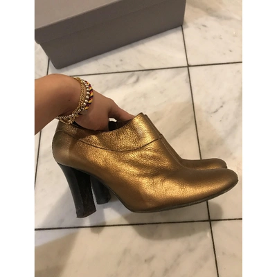 Pre-owned Bruno Magli Leather Ankle Boots In Gold