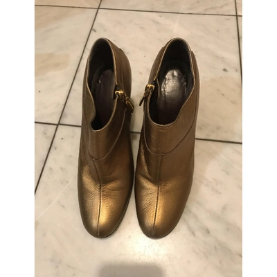 Pre-owned Bruno Magli Leather Ankle Boots In Gold