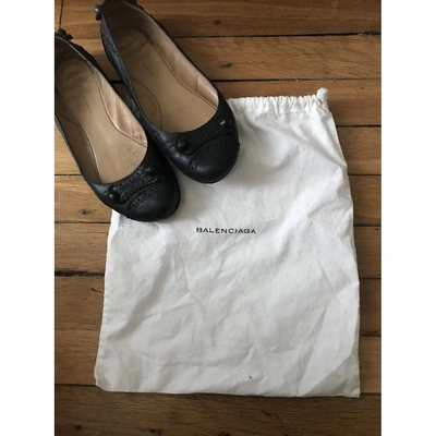 Pre-owned Balenciaga Leather Ballet Flats In Black