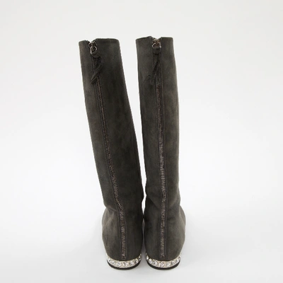 Pre-owned Miu Miu Boots In Grey