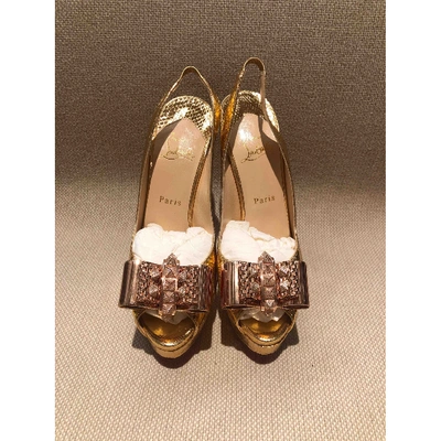 Pre-owned Christian Louboutin Private Number Gold Leather Heels