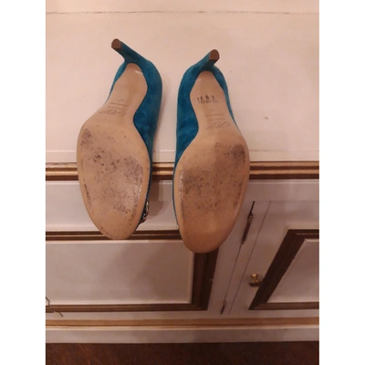Pre-owned Roger Vivier Turquoise Suede Heels