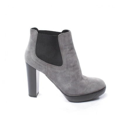 Pre-owned Hogan Grey Suede Ankle Boots