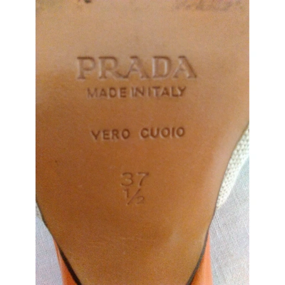 Pre-owned Prada Cloth Mules In Grey