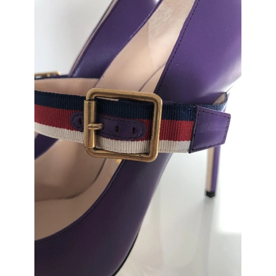 Pre-owned Gucci Sylvie Purple Leather Heels