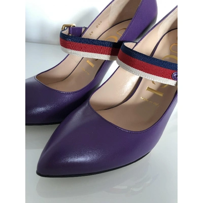 Pre-owned Gucci Sylvie Purple Leather Heels