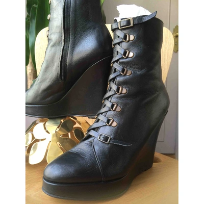 Pre-owned Opening Ceremony Leather Lace Up Boots In Black