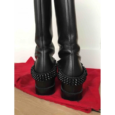 Pre-owned Christian Louboutin Egoutina Leather Riding Boots In Black