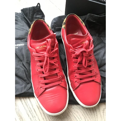 Pre-owned Saint Laurent Court Leather Trainers In Red