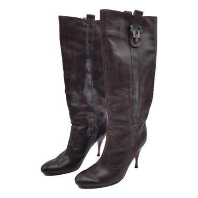 Pre-owned Emanuel Ungaro Leather Boots In Brown