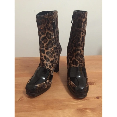 Pre-owned Missoni Pony-style Calfskin Ankle Boots In Black