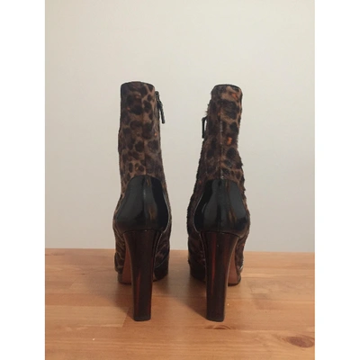Pre-owned Missoni Pony-style Calfskin Ankle Boots In Black