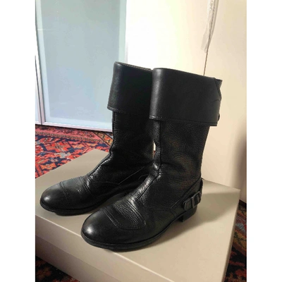 Pre-owned Hogan Leather Biker Boots In Black