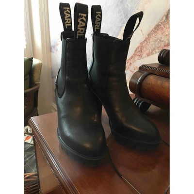 Pre-owned Karl Black Leather Ankle Boots