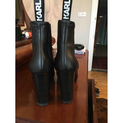 Pre-owned Karl Black Leather Ankle Boots