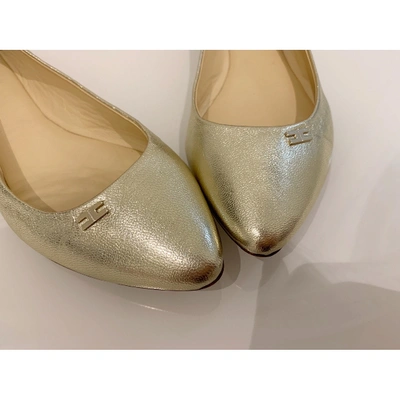 Pre-owned Elisabetta Franchi Leather Ballet Flats In Gold