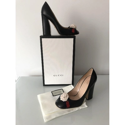 Pre-owned Gucci Sylvie Black Leather Heels