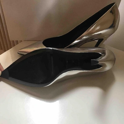 Pre-owned Balenciaga Slash Leather Heels In Silver