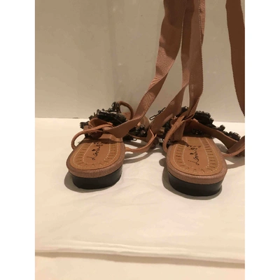 Pre-owned Lanvin Leather Sandal In Beige