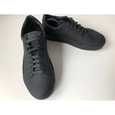 Pre-owned Jil Sander Leather Trainers In Black