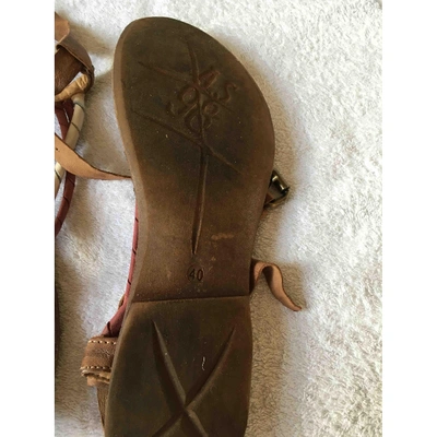 Pre-owned As98 Leather Sandal In Brown