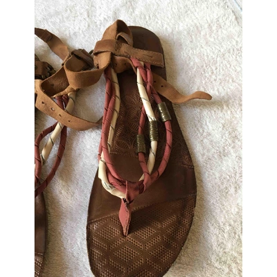 Pre-owned As98 Leather Sandal In Brown