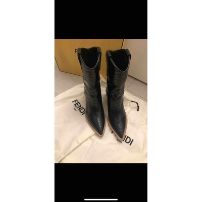 Pre-owned Fendi Black Leather Boots