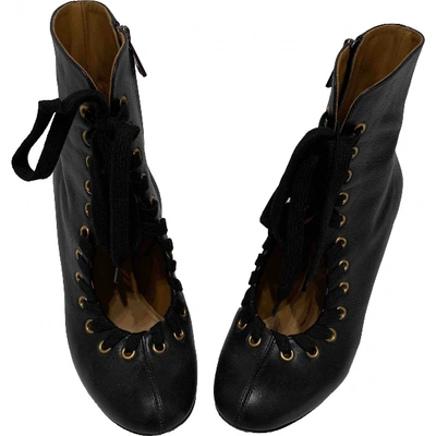 Pre-owned Chloé Leather Ankle Boots In Black