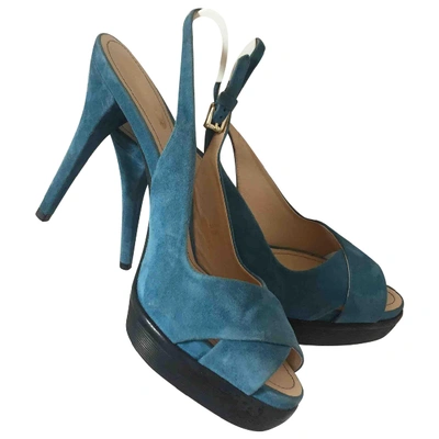 Pre-owned Tod's Sandals In Turquoise