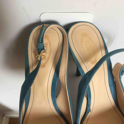 Pre-owned Tod's Sandals In Turquoise