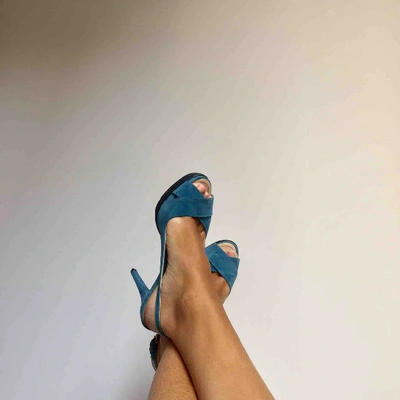 Pre-owned Tod's Sandals In Turquoise