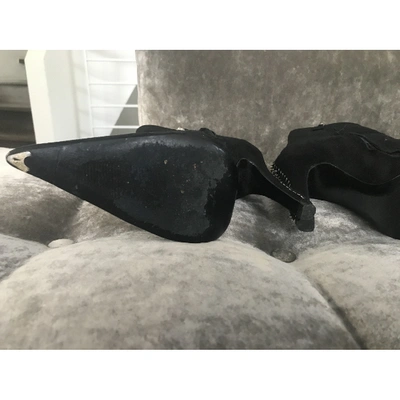 Pre-owned Versace Leather Ankle Boots In Black